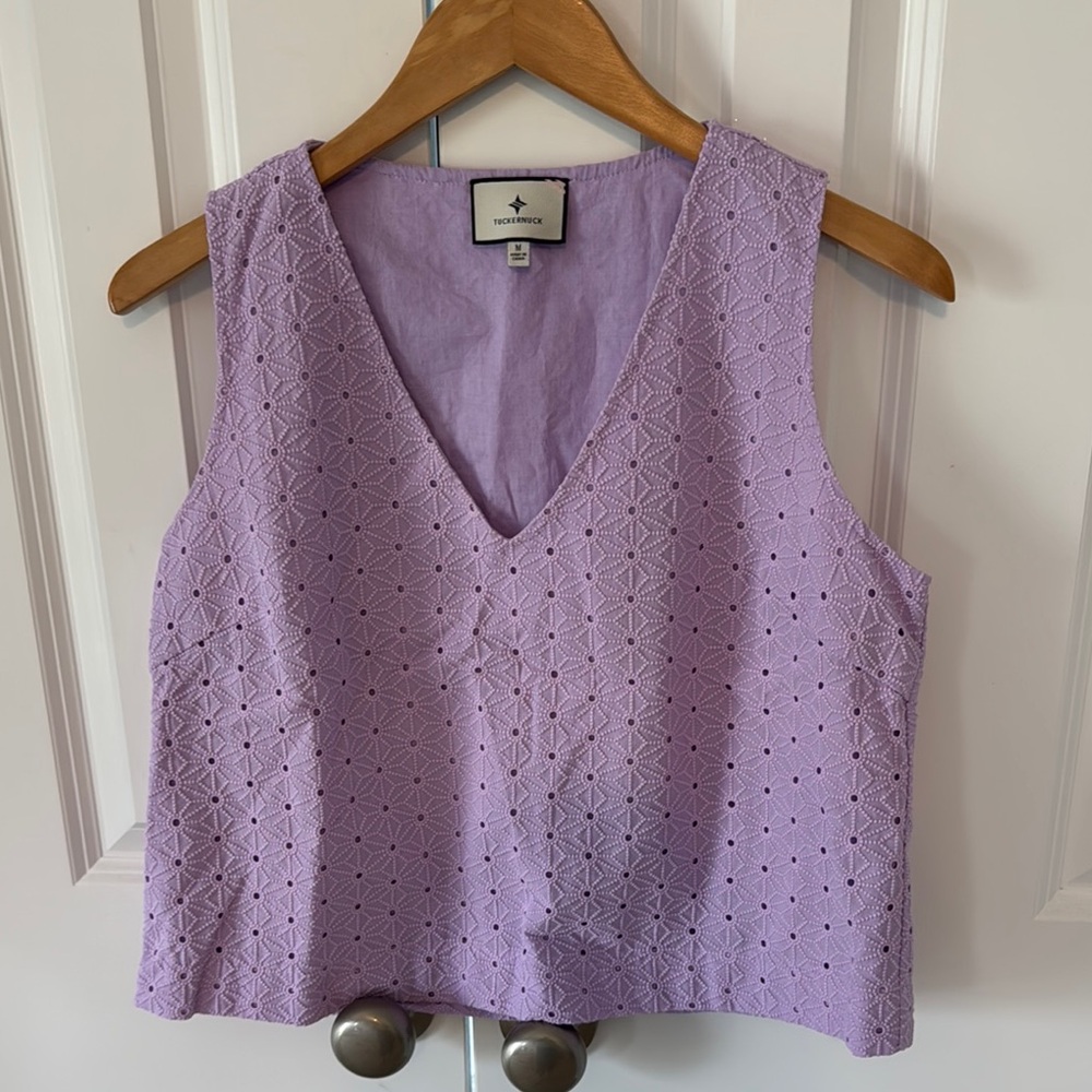 Tuckernuck Cropped Violet Sleeveless Eyelet Top